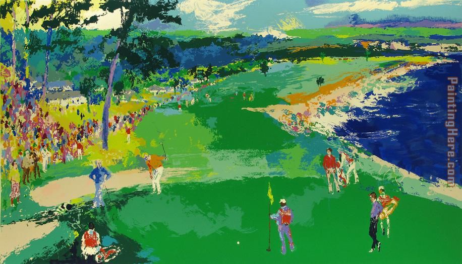 18th at Pebble Beach painting - Leroy Neiman 18th at Pebble Beach art painting